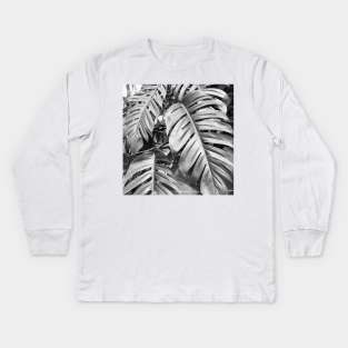 Black and white palm tree Kids Long Sleeve T-Shirt